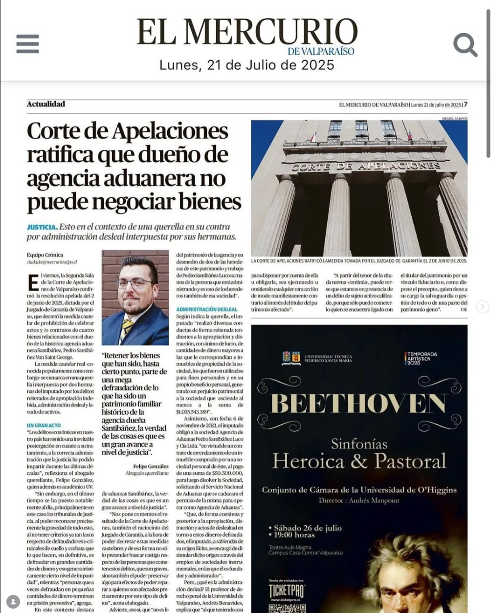 Nota de diario sobre fallo de Corte de Apelaciones